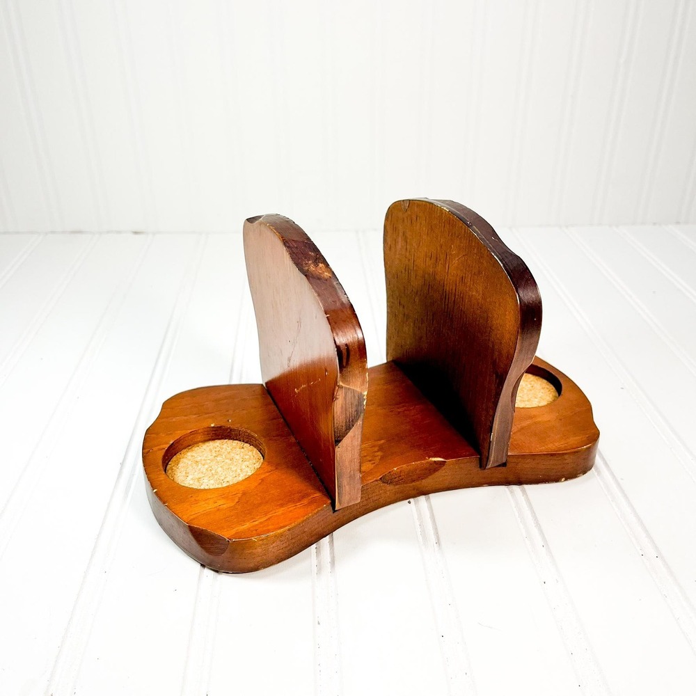 Vintage Wooden Napkin Holder: Mid-Century Modern Table Decor